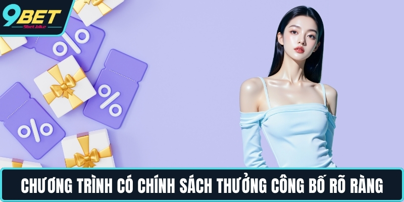 Chương trình có chính sách thưởng công bố rõ ràng Chương trình có chính sách thưởng công bố rõ ràng